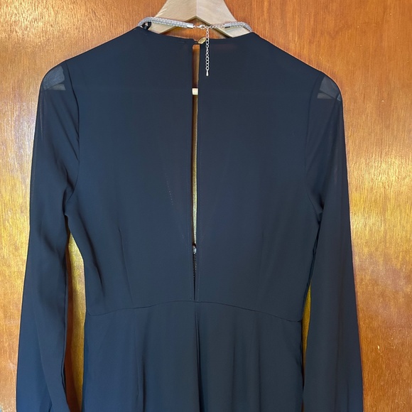 Deep V Black Jumpsuit with Sheer Sleeves by Forever 21 - Picture 3 of 10